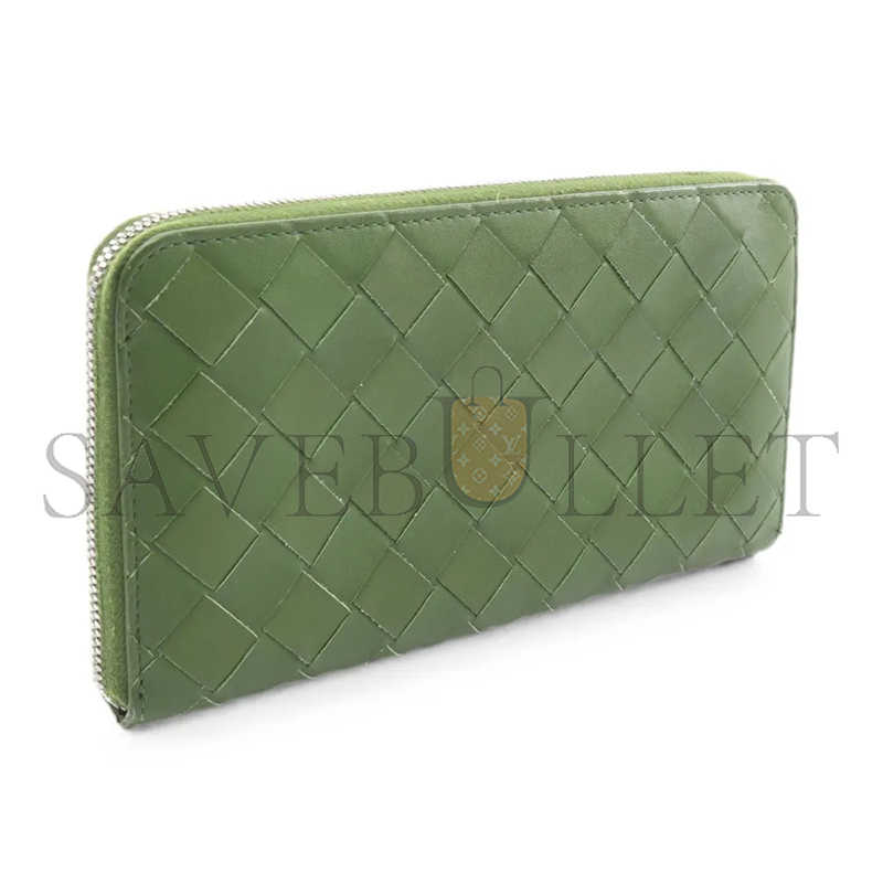 BOTTEGA VENETA INTRECCIATO ZIP-AROUND WALLET AVOCADO 593217 (19*10*2cm)